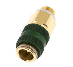 Brass DN 5 Green Air Coupling Socket G 1/8 inch Male Double Shut-Off