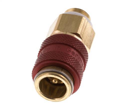 Brass DN 5 Red Air Coupling Socket G 1/8 inch Male Double Shut-Off