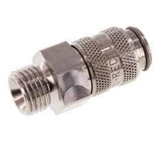 Stainless Steel 316L DN 5 Air Coupling Socket G 1/4 inch Male Double Shut-Off