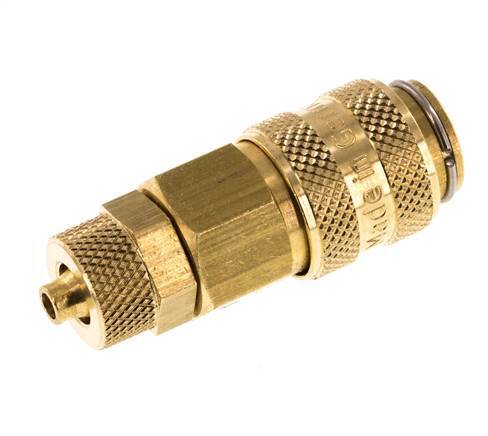 Brass DN 5 Air Coupling Socket 4x6 mm Union Nut