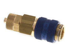 Brass DN 5 Blue Air Coupling Socket 4x6 mm Union Nut Double Shut-Off