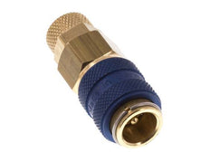 Brass DN 5 Blue Air Coupling Socket 4x6 mm Union Nut Double Shut-Off