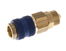 Brass DN 5 Blue Air Coupling Socket 4x6 mm Union Nut Double Shut-Off