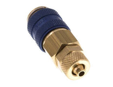 Brass DN 5 Blue Air Coupling Socket 4x6 mm Union Nut Double Shut-Off