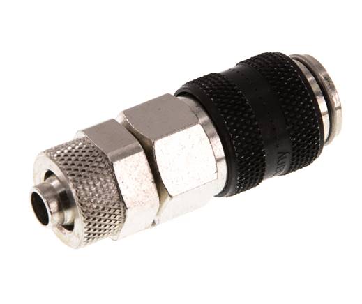 Latón niquelado DN 5 Negro Racor de acoplamiento de aire Tuerca de unión 6x8 mm Cierre doble