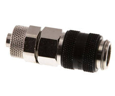 Latón niquelado DN 5 Negro Racor de acoplamiento de aire Tuerca de unión 6x8 mm Cierre doble