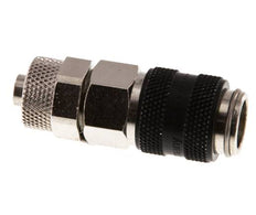Latón niquelado DN 5 Negro Racor de acoplamiento de aire Tuerca de unión 6x8 mm Cierre doble
