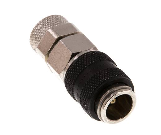 Latón niquelado DN 5 Negro Racor de acoplamiento de aire Tuerca de unión 6x8 mm Cierre doble
