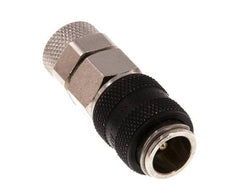 Latón niquelado DN 5 Negro Racor de acoplamiento de aire Tuerca de unión 6x8 mm Cierre doble