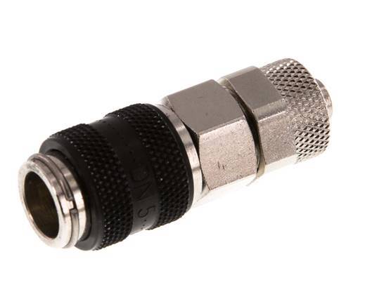 Latón niquelado DN 5 Negro Racor de acoplamiento de aire Tuerca de unión 6x8 mm Cierre doble