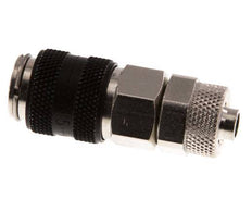 Latón niquelado DN 5 Negro Racor de acoplamiento de aire Tuerca de unión 6x8 mm Cierre doble