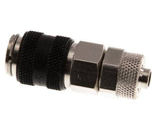 Latón niquelado DN 5 Negro Racor de acoplamiento de aire Tuerca de unión 6x8 mm Cierre doble