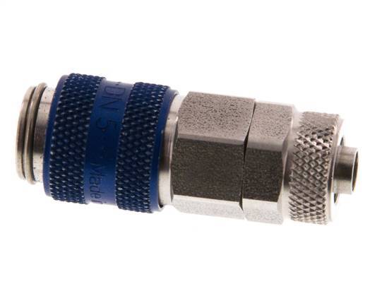 Acero inoxidable DN 5 Acoplamiento de aire azul Toma 6x8 mm Tuerca de unión Doble cierre