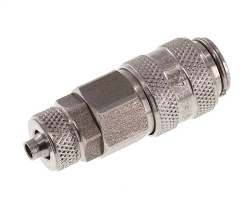 Stainless steel DN 5 Air Coupling Socket 4x6 mm Union Nut Double Shut-Off