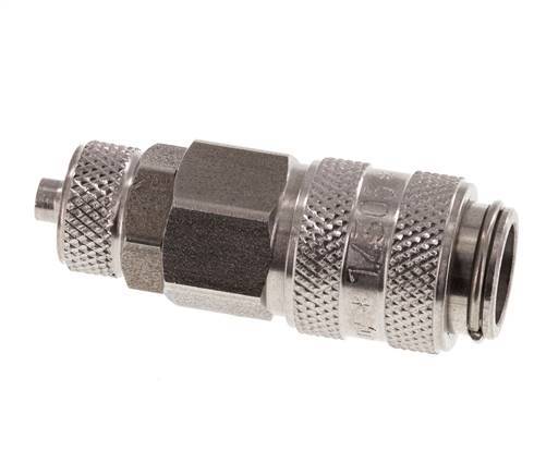 Stainless steel DN 5 Air Coupling Socket 4x6 mm Union Nut Double Shut-Off