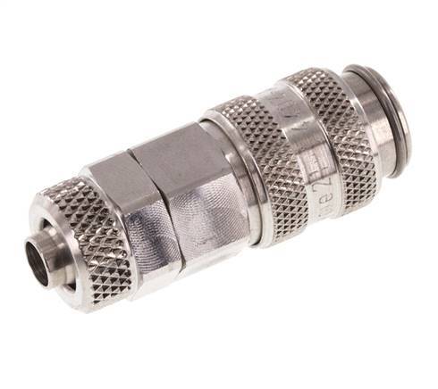 Stainless Steel 316L DN 5 Air Coupling Socket 6x8 mm Union Nut Double Shut-Off