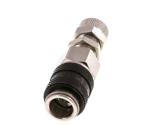 Nickel-plated Brass DN 5 Black Air Coupling Socket 4x6 mm Union Nut Bulkhead