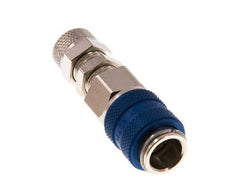 Latón niquelado DN 5 Azul Racor de acoplamiento de aire 4x6 mm Tuerca de unión Pasamuros