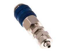 Latón niquelado DN 5 Azul Racor de acoplamiento de aire 4x6 mm Tuerca de unión Pasamuros