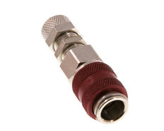 Latón niquelado DN 5 Rojo Racor de acoplamiento de aire 4x6 mm Tuerca de unión Pasamuros