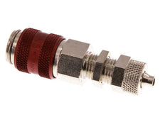 Latón niquelado DN 5 Rojo Racor de acoplamiento de aire 4x6 mm Tuerca de unión Pasamuros