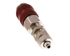 Latón niquelado DN 5 Rojo Racor de acoplamiento de aire 4x6 mm Tuerca de unión Pasamuros