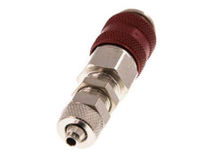 Latón niquelado DN 5 Rojo Racor de acoplamiento de aire 4x6 mm Tuerca de unión Pasamuros