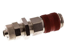 Latón niquelado DN 5 Rojo Racor de acoplamiento de aire Tuerca de unión 6x8 mm Mampara de cierre doble