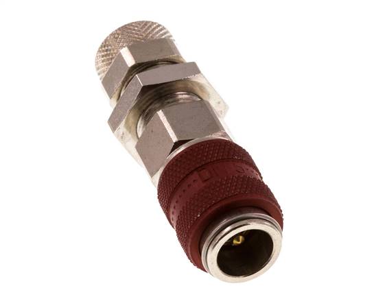 Latón niquelado DN 5 Rojo Racor de acoplamiento de aire Tuerca de unión 6x8 mm Mampara de cierre doble