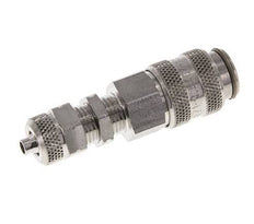Stainless Steel 316L DN 5 Air Coupling Socket 4x6 mm Union Nut Bulkhead Double Shut-Off