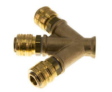 Acoplamiento de aire de latón DN 7.2 (Euro) Enchufe G 3/8 pulgadas hembra para montaje en pared 3 vías