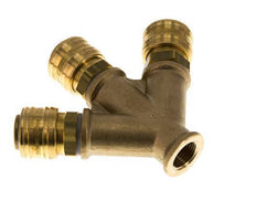 Acoplamiento de aire de latón DN 7.2 (Euro) Enchufe G 3/8 pulgadas hembra para montaje en pared 3 vías