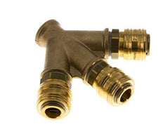 Acoplamiento de aire de latón DN 7.2 (Euro) Enchufe G 3/8 pulgadas hembra para montaje en pared 3 vías