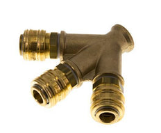 Acoplamiento de aire de latón DN 7.2 (Euro) Enchufe G 3/8 pulgadas hembra para montaje en pared 3 vías