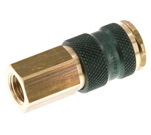 Acoplamiento de aire de latón DN 7.2 (Euro) codificado en verde Enchufe G 1/4 pulgada hembra