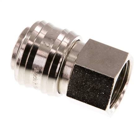 Latón niquelado DN 7.2 (Euro) Enchufe de acoplamiento de aire G 1/4 pulgada Hembra