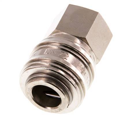 Nickel-plated Brass DN 7.2 (Euro) Air Coupling Socket G 1/4 inch Female Double Shut-Off