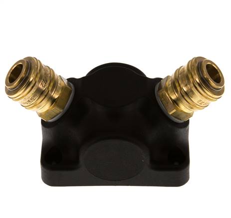 Latón/plástico DN 7,2 (Euro) Acoplamiento de aire Enchufe G 1/2 pulgadas Hembra Montaje en pared 2 vías