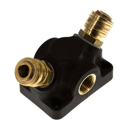 Latón/plástico DN 7,2 (Euro) Acoplamiento de aire Enchufe G 1/2 pulgadas Hembra Montaje en pared 2 vías