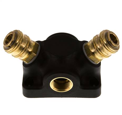 Latón/plástico DN 7,2 (Euro) Acoplamiento de aire Enchufe G 1/2 pulgadas Hembra Montaje en pared 2 vías