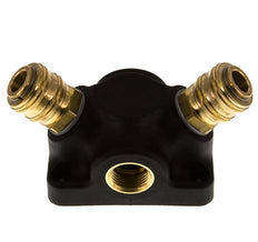 Latón/plástico DN 7,2 (Euro) Acoplamiento de aire Enchufe G 1/2 pulgadas Hembra Montaje en pared 2 vías
