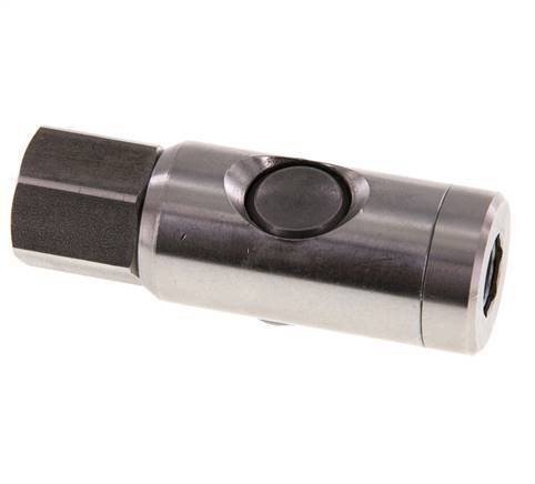 Stainless Steel 316L DN 7.4 Safety Air Coupling Socket With Push Button G 3/8 inch Female