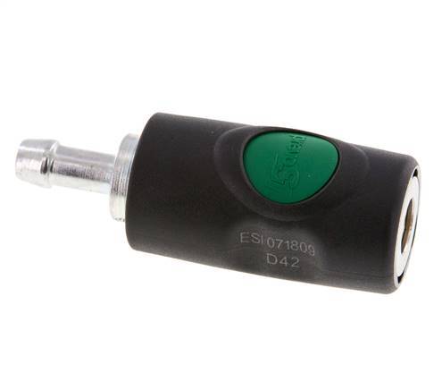 Material compuesto DN 7.4 Racor de seguridad de anclaje en el aire con botón pulsador Pilar para manguera de 9 mm