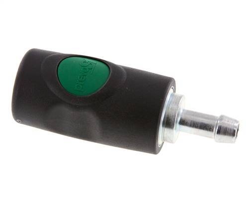 Material compuesto DN 7.4 Racor de seguridad de anclaje en el aire con botón pulsador Pilar para manguera de 9 mm