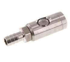 Enchufe de seguridad de acero inoxidable 316L DN 7,4 con botón pulsador Pilar para manguera de 13 mm