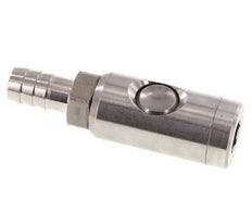 Enchufe de seguridad de acero inoxidable 316L DN 7,4 con botón pulsador Pilar para manguera de 13 mm