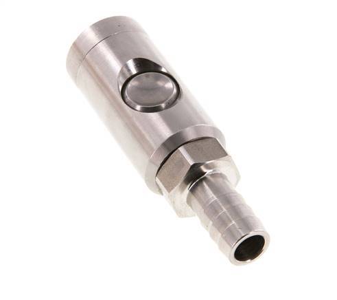Enchufe de seguridad de acero inoxidable 316L DN 7,4 con botón pulsador Pilar para manguera de 13 mm