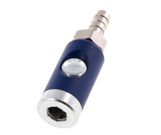 Enchufe de seguridad de acero endurecido DN 7,4 con botón pulsador Pilar para manguera de 10 mm