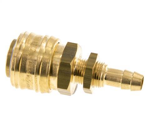 Brass DN 7.2 (Euro) Air Coupling Socket 8 mm Hose Pillar Bulkhead Double Shut-Off