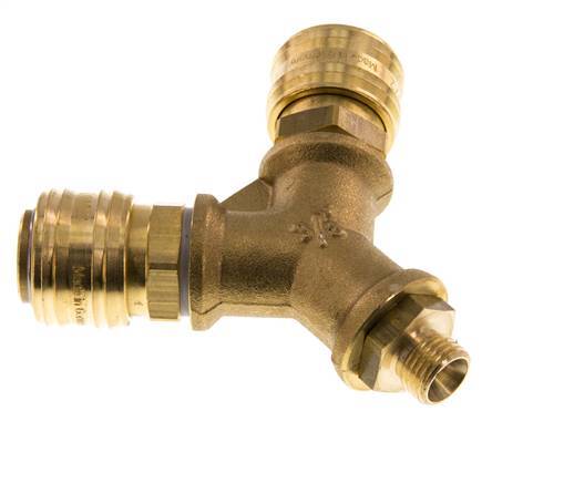 Acoplamiento de aire de latón DN 7.2 (Euro) Enchufe G 1/4 de pulgada macho para montaje en pared de 2 vías